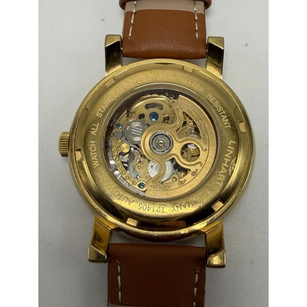 Linhart T21405 Working Automatic Mens Skeleton Watch 41MM 8